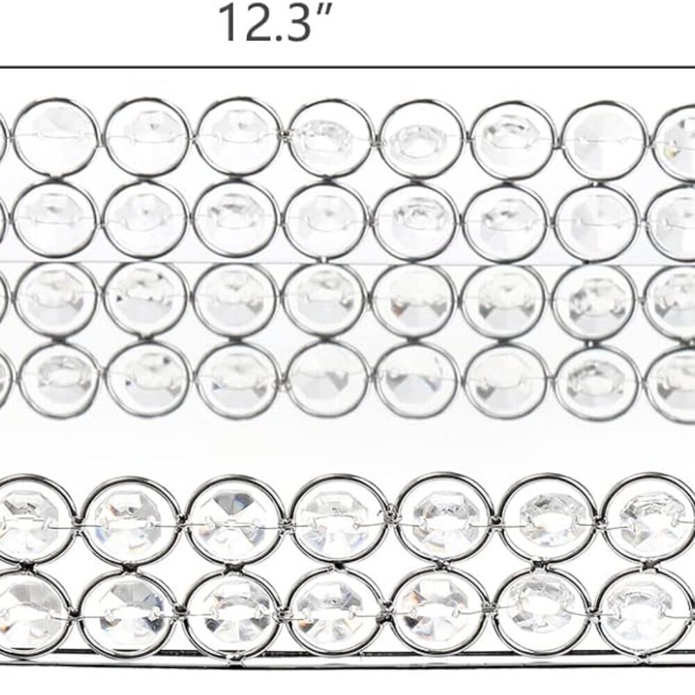 Crystal Cosmetic Makeup Tray, 12.3" x 8" Mirrored Vanity Tray, Large Jewelry Tri - Picture 3 of 6